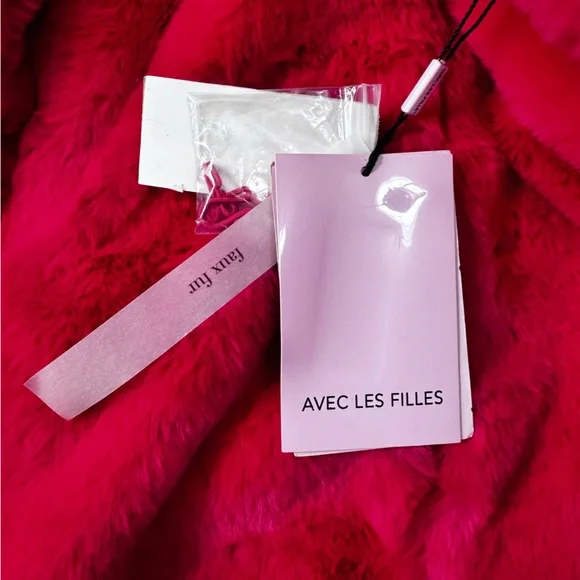 NWT•Avec Les Filles•Faux Fur Shawl Collar Coat•Hibiscus•XS - Picture 7 of 12